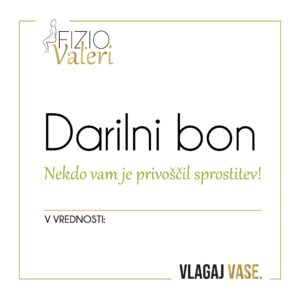 Darilni bon FIZIO Valeri -  Srednja fizioterapevtska obravnava 50€