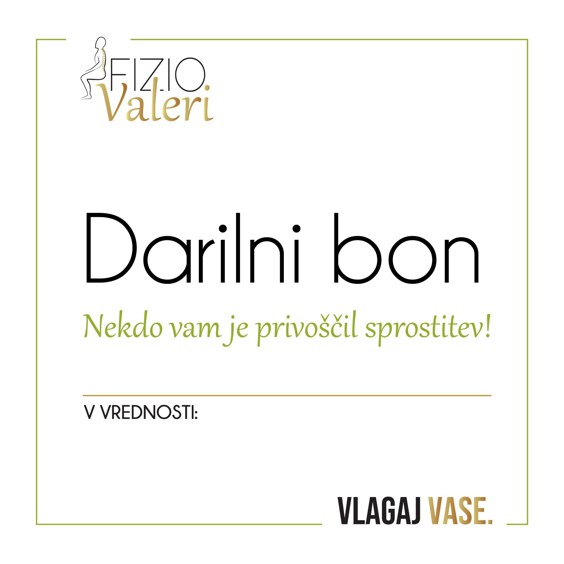 Darilni bon FIZIO Valeri - Zasebna fizioterapija 40€